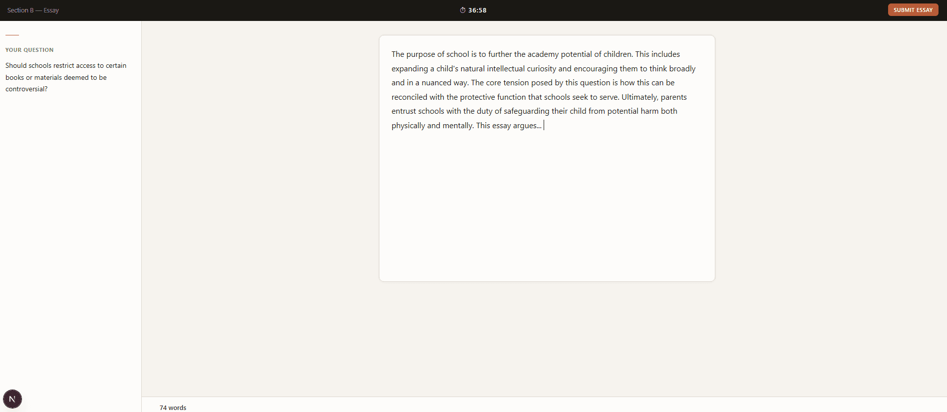Essay feedback system