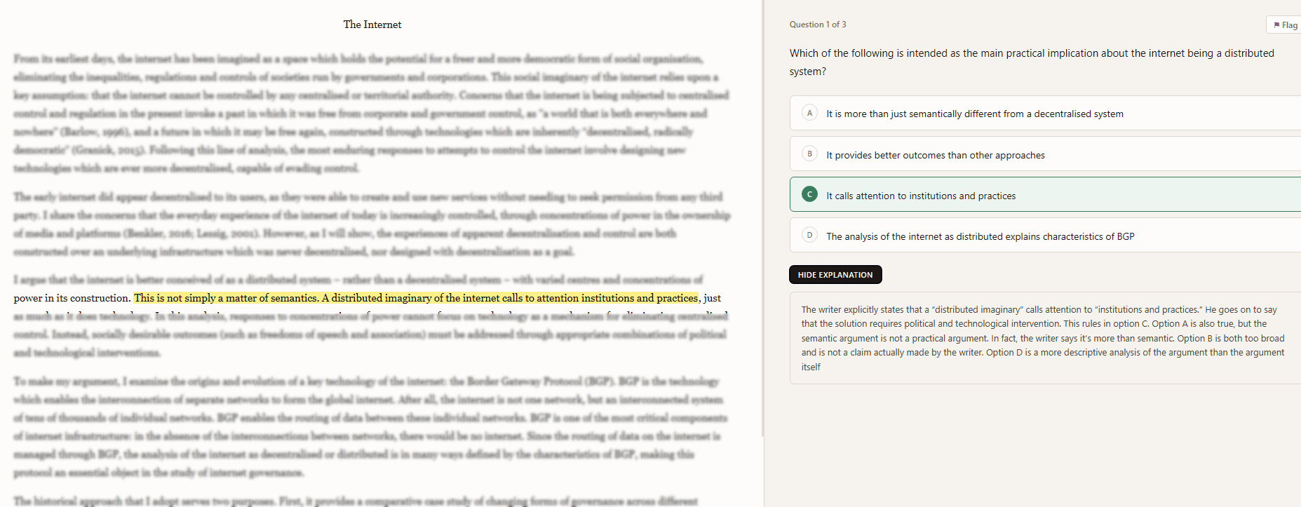 Detailed answer explanation